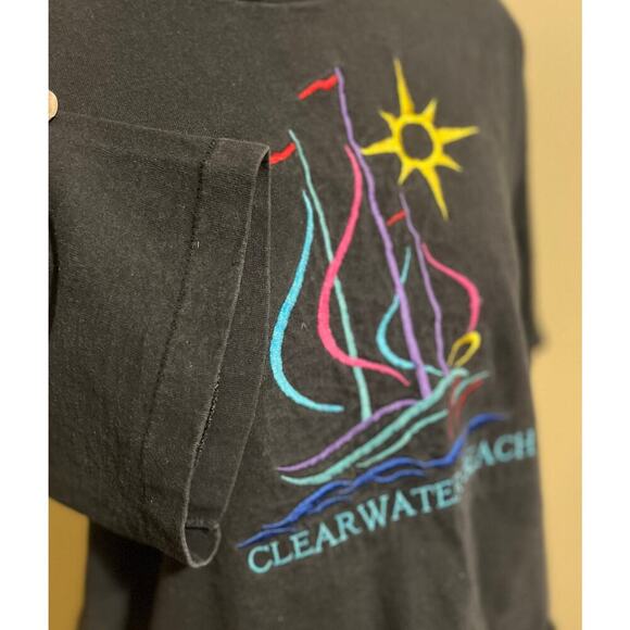 Vintage Fruit of the Loom Clearwater Beach Embroidered Crop Top Single Stitch XL - Picture 4 of 8